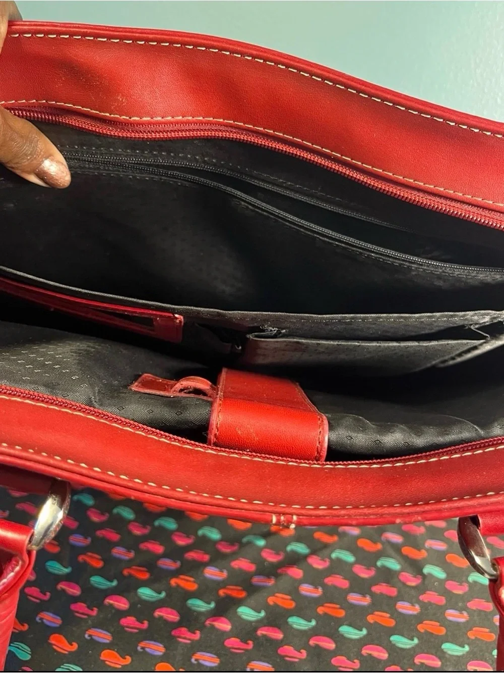 Targus Red 14” Laptop Tote Bag Faux Leather Briefcase